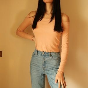 light pink off the shoulder long sleeve
